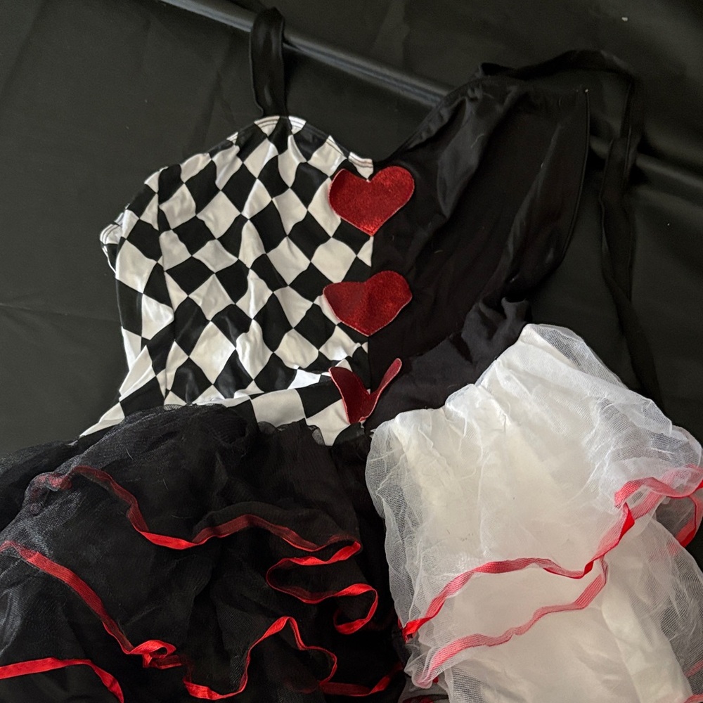 Party City Black and White Checkered Dress with Red Hearts